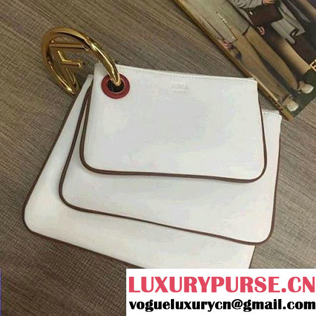 Fendi Triplette White Leather Pouch 2017 (2A132-7101619 )