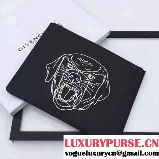 Givenchy Pouch Clutch In Black "Dog" Printed Leather 2017 (YS-7032515 )