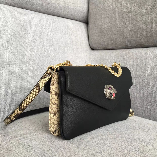 Gucci Python medium double shoulder bag 524822 black