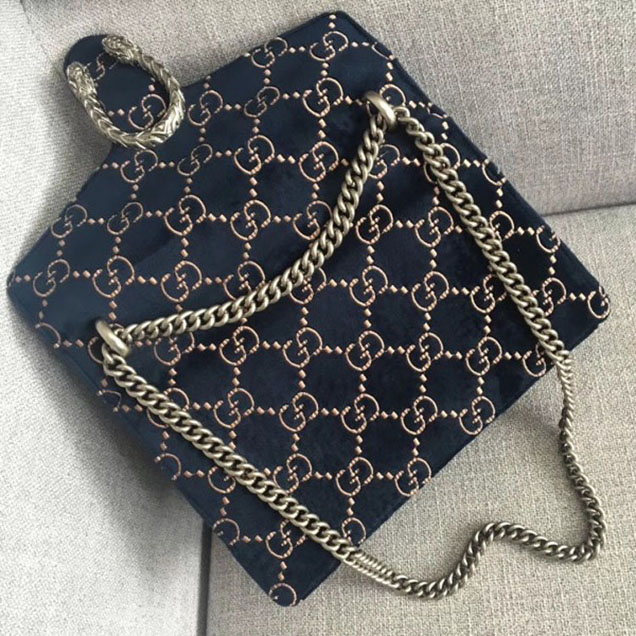 Gucci Dionysus GG Velvet Small Shoulder Bag 400249 Blue 2018