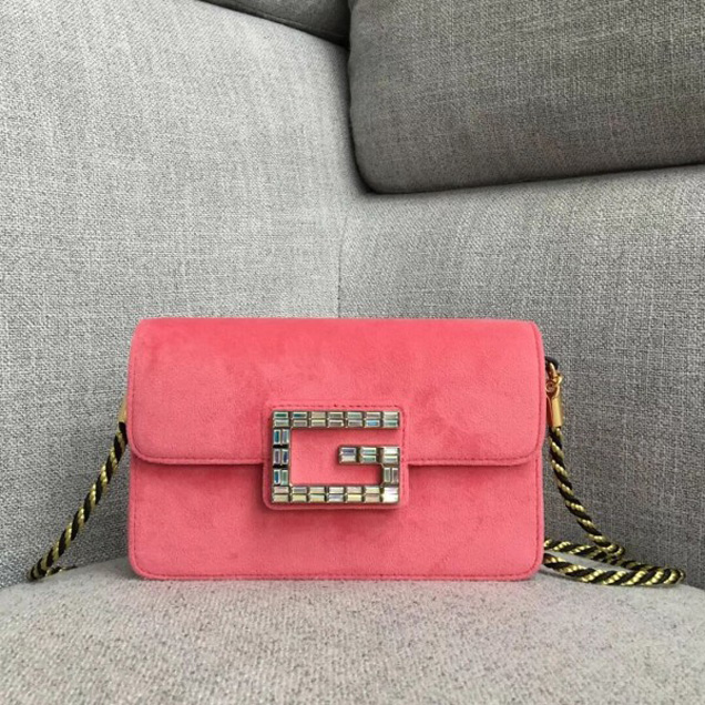 Gucci Velvet Shoulder Bag with Square G 544242 Pink 2018 Collection