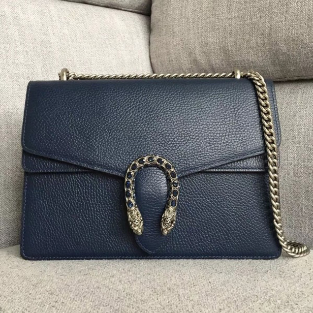 Gucci Dionysus Leather Medium Shoulder Bag 403348 Dark Blue  2018 Collection
