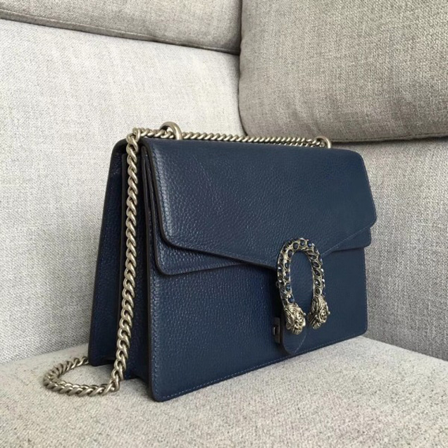 Gucci Dionysus Leather Medium Shoulder Bag 403348 Dark Blue  2018 Collection