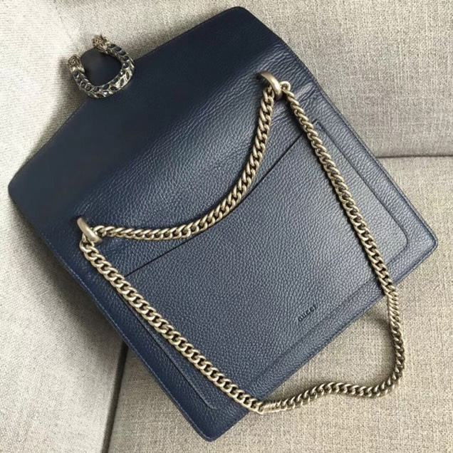 Gucci Dionysus Leather Medium Shoulder Bag 403348 Dark Blue  2018 Collection