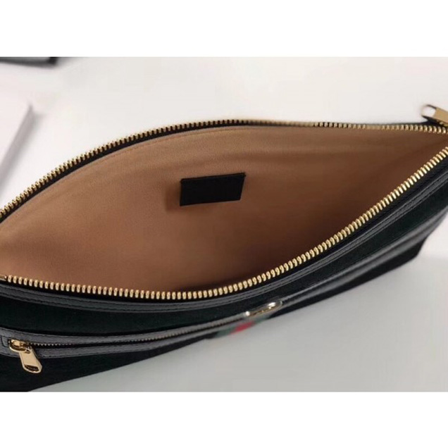 Gucci Ophidia Suede and Patent Leather Pouch 157551 Black 2018  Collection
