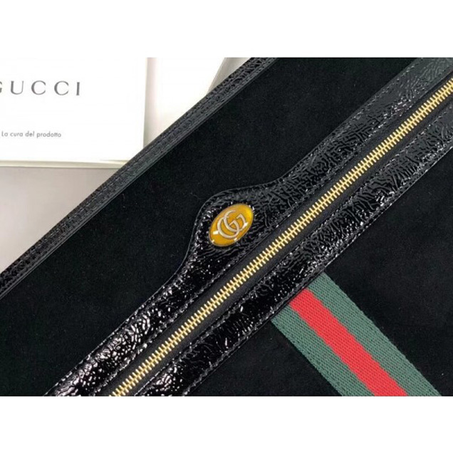 Gucci Ophidia Suede and Patent Leather Pouch 157551 Black 2018  Collection