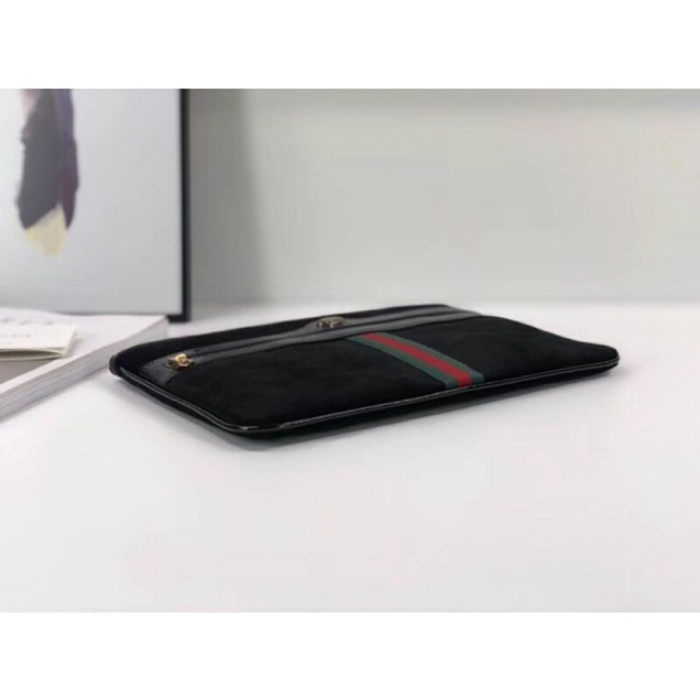 Gucci Ophidia Suede and Patent Leather Pouch 157551 Black 2018  Collection