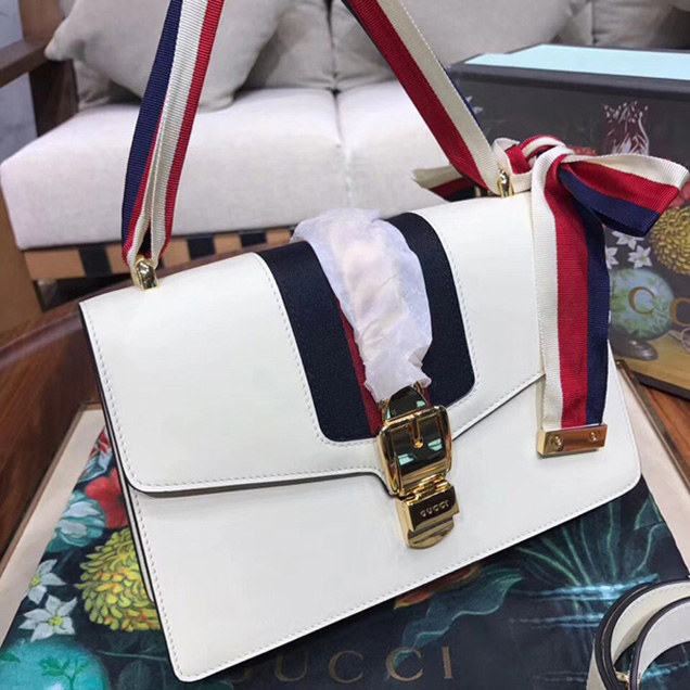 Gucci Sylvie Small Shoulder Bag 421882 White