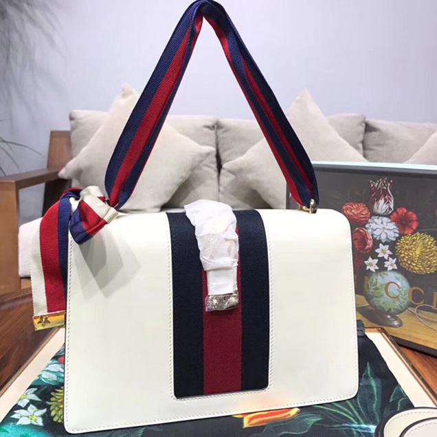 Gucci Sylvie Small Shoulder Bag 421882 White