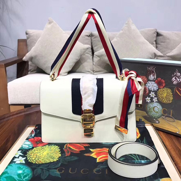 Gucci Sylvie Small Shoulder Bag 421882 White