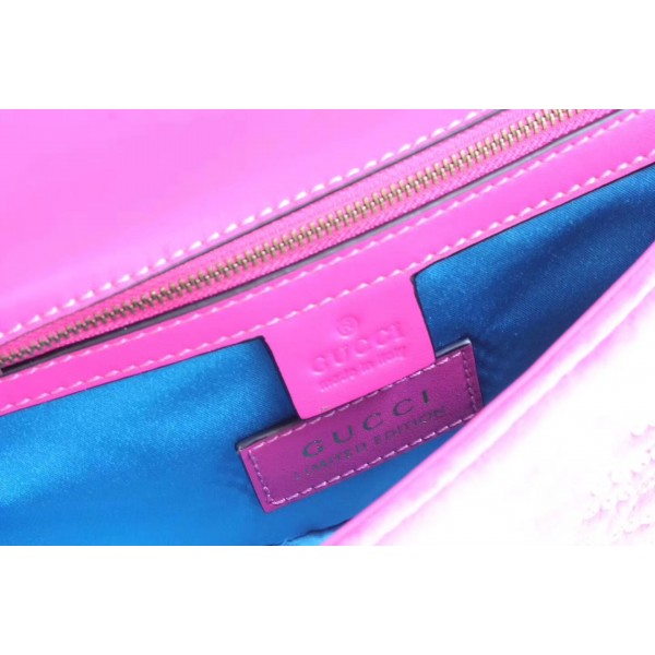 Gucci GG Marmont Velvet Small Shoulder Bag With Crystals 443497 Pink 2018 Collection