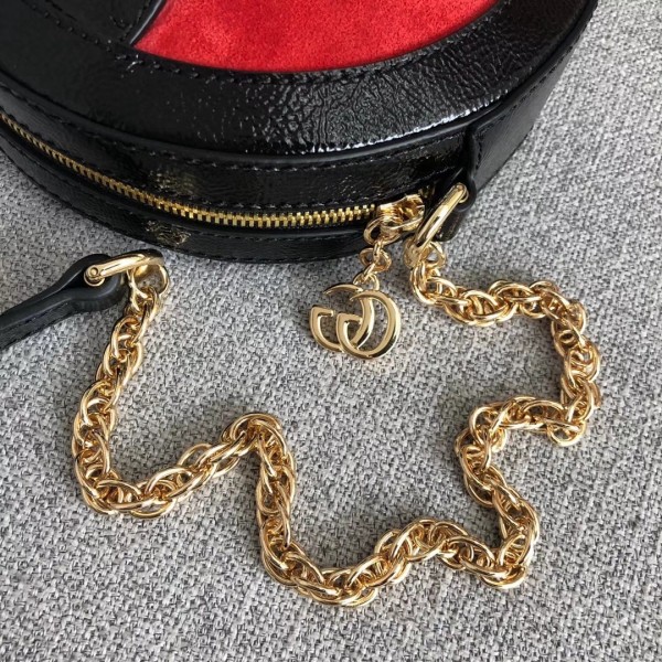 Gucci Suede Ophidia Mini Round Shoulder Bag 550618 Red/Black 2018 Collection