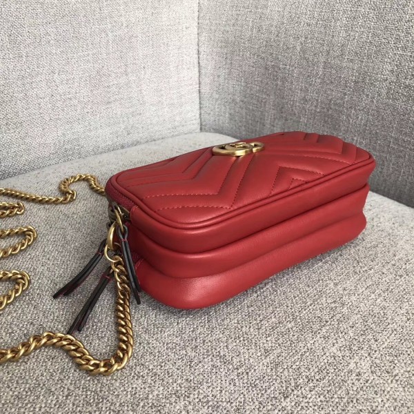 Gucci GG Marmont Mini Chain Bag 546581 Red 2018