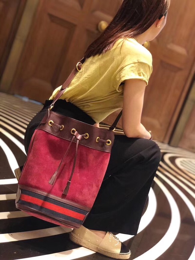 Gucci GG canvas Shoulder Bag 540457 red suede 