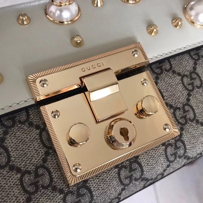 Gucci Padlock small GG Pearl shoulder bag A409487 White 