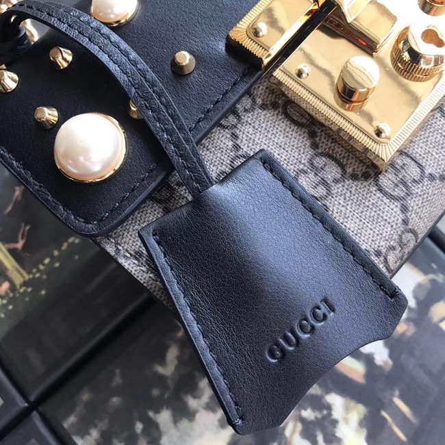 Gucci Padlock small GG Pearl shoulder bag A409487 black 