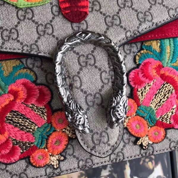 Gucci Dionysus GG Snakeskin Medium Shoulder Bag with Appliqu 400235 2018