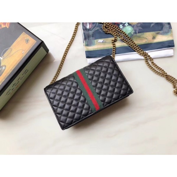 Gucci Quilted Leather Chain Shoulder Bag Black 2018