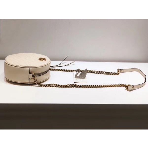 Gucci GG Marmont Mini Round Shoulder Bag 550154 White 2018