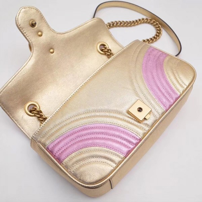Gucci GG Marmont Small Matelasse Shoulder Bag 443497 Pink Gold 2018