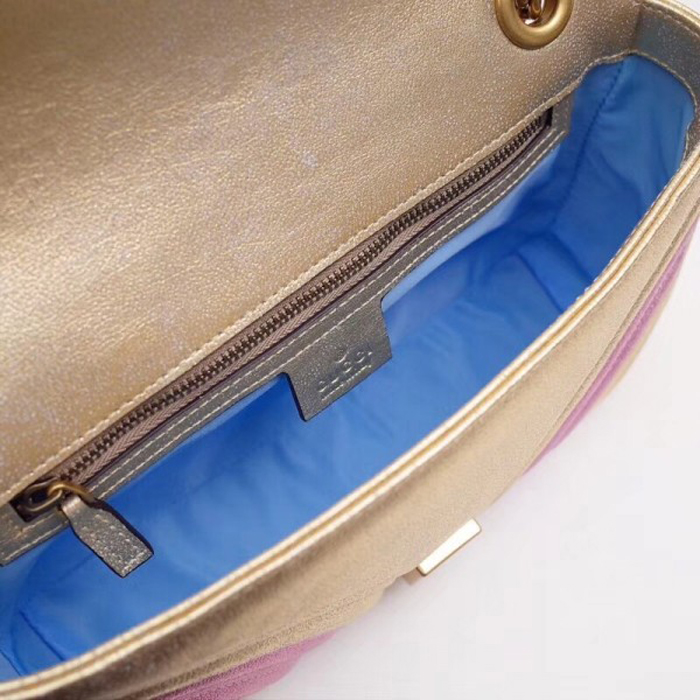 Gucci GG Marmont Small Matelasse Shoulder Bag 443497 Pink Gold 2018
