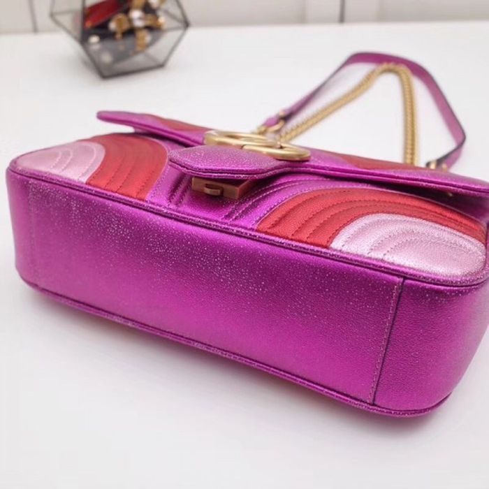 Gucci GG Marmont Small Matelasse Shoulder Bag 443497 Pink Red 2018