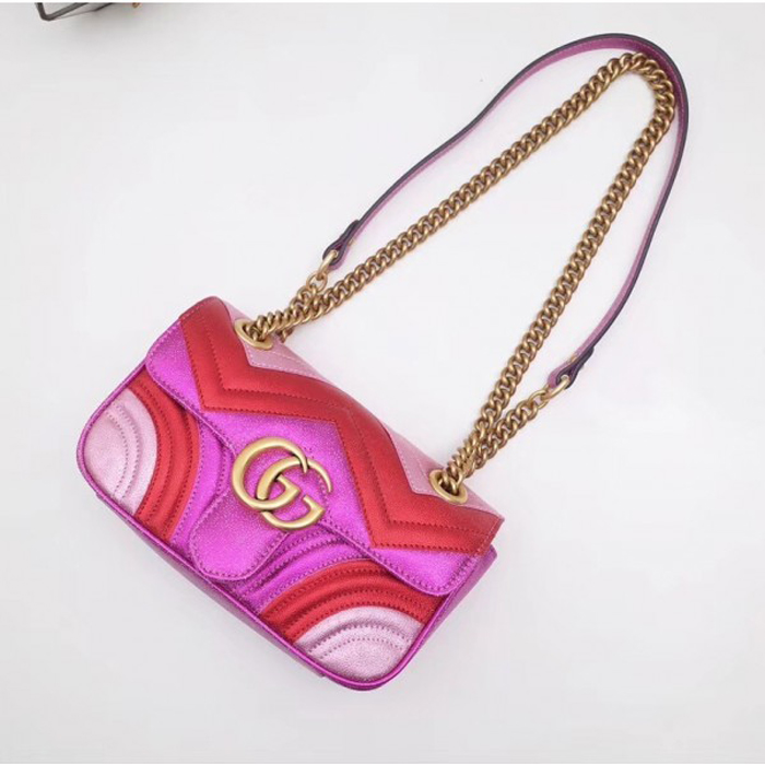 Gucci GG Marmont Mini Matelasse Bag 446744 Pink Red 2018