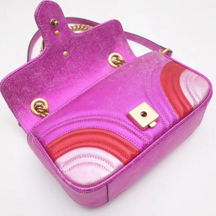 Gucci GG Marmont Mini Matelasse Bag 446744 Pink Red 2018
