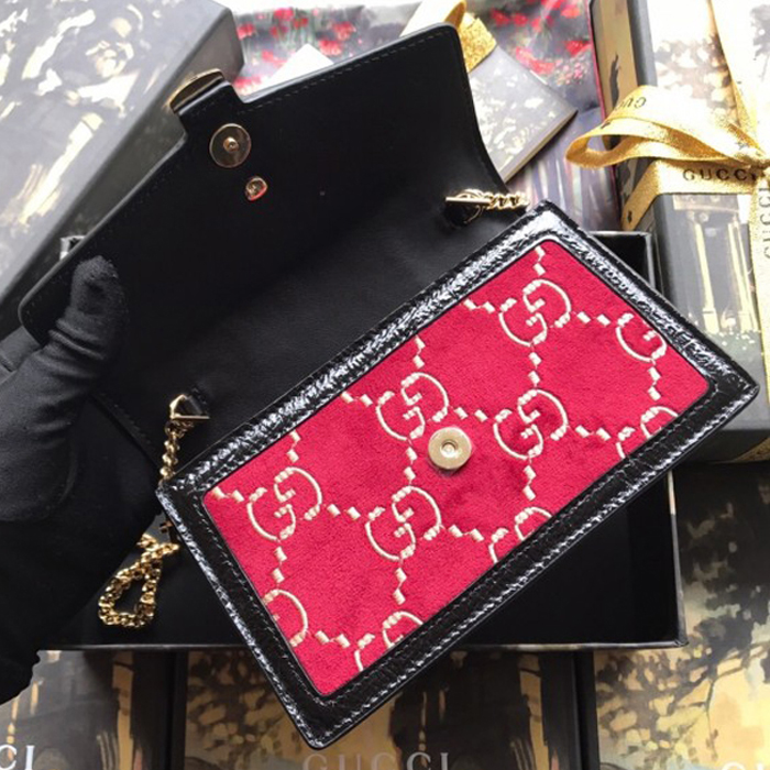 Gucci Sylvie Velvet Chain Bag 494642 Red 2018