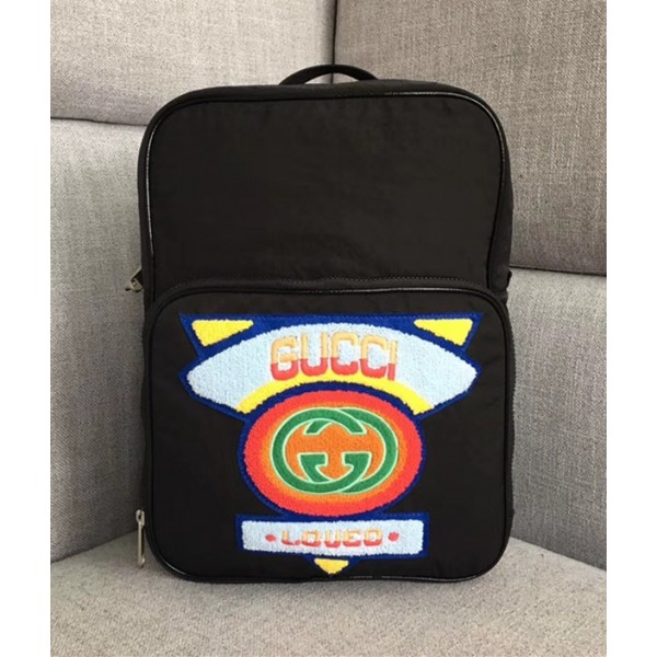 Gucci Medium Backpack with Gucci '80s Patch 536724 Black 2018