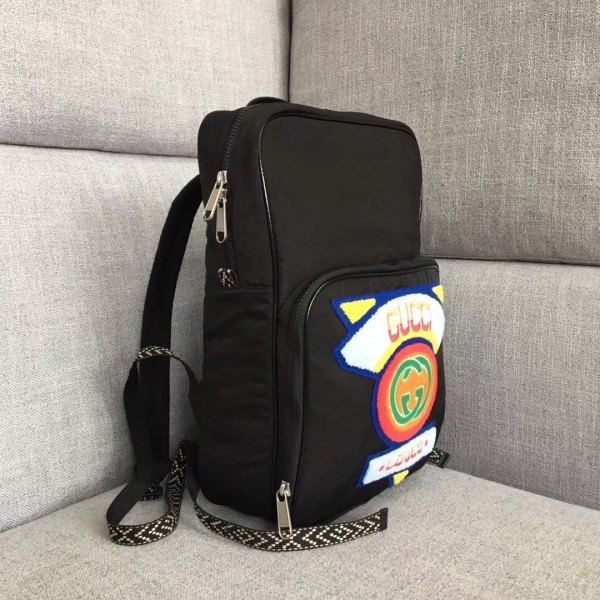 Gucci Medium Backpack with Gucci '80s Patch 536724 Black 2018