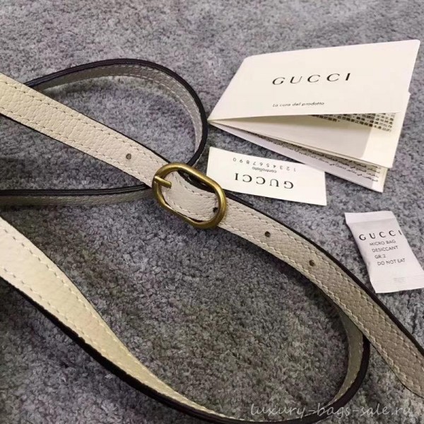 Gucci Queen Margaret Metal Bee Web GG Supreme Medium Shoulder Bag 524356 white 2018