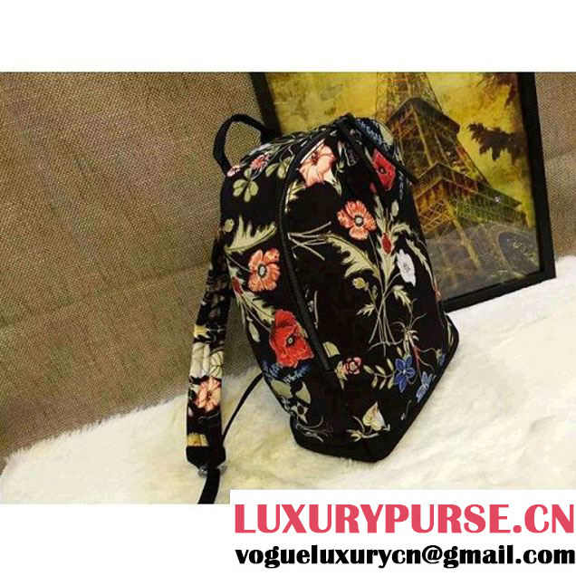 Gucci Black Flowers Fabric Backpack 2016 (HL-6040723 )