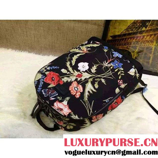 Gucci Black Flowers Fabric Backpack 2016 (HL-6040723 )