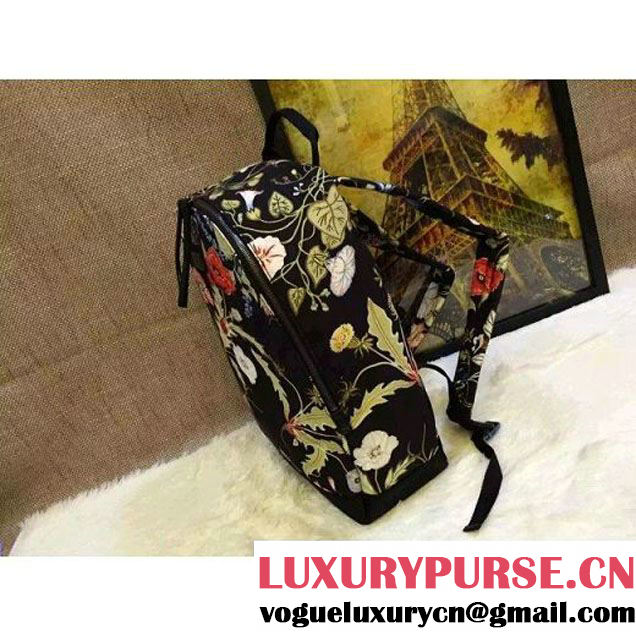 Gucci Black Flowers Fabric Backpack 2016 (HL-6040723 )