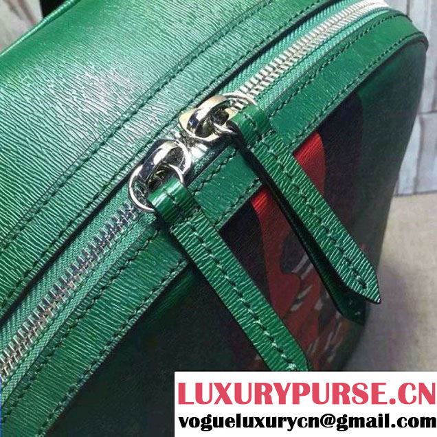 Gucci Web and Snake Print Leather Backpack Bag 419584 Green 2016 (1B77-6060120 )