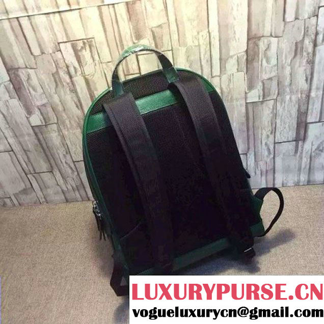 Gucci Web and Snake Print Leather Backpack Bag 419584 Green 2016 (1B77-6060120 )