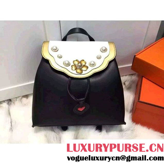 Gucci 432270 Pearl Leather Studded Backpack Bag Black/White 2016 (MH-6061620 )
