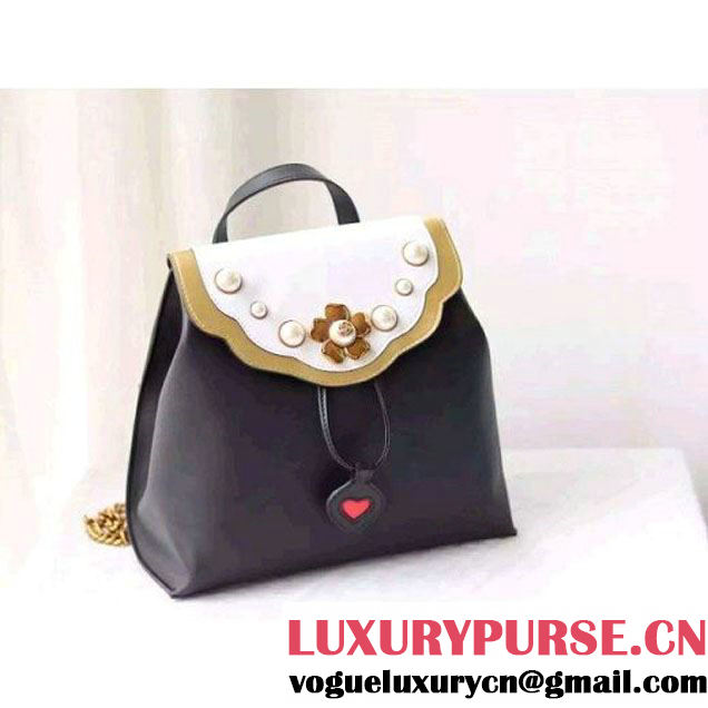 Gucci 432270 Pearl Leather Studded Backpack Bag Black/White 2016 (MH-6061620 )