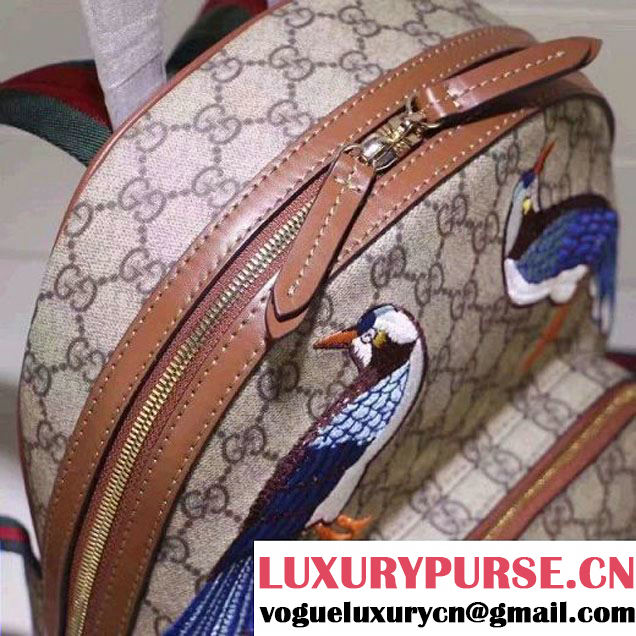 Gucci 427042 Exclusive GG Supreme Backpack With Bird and Flower Brown F/W 2016 (XYS-6112515 )