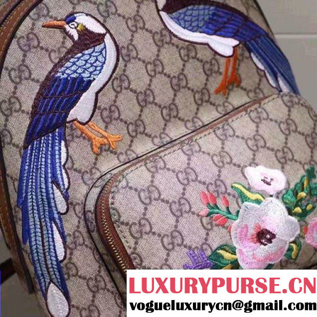 Gucci 427042 Exclusive GG Supreme Backpack With Bird and Flower Brown F/W 2016 (XYS-6112515 )