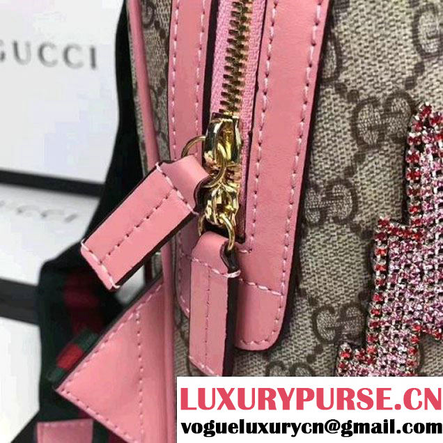 Gucci Exclusive GG Supreme Backpack With Lightling Embroidered Sequin Pink (XYS-7052416 )