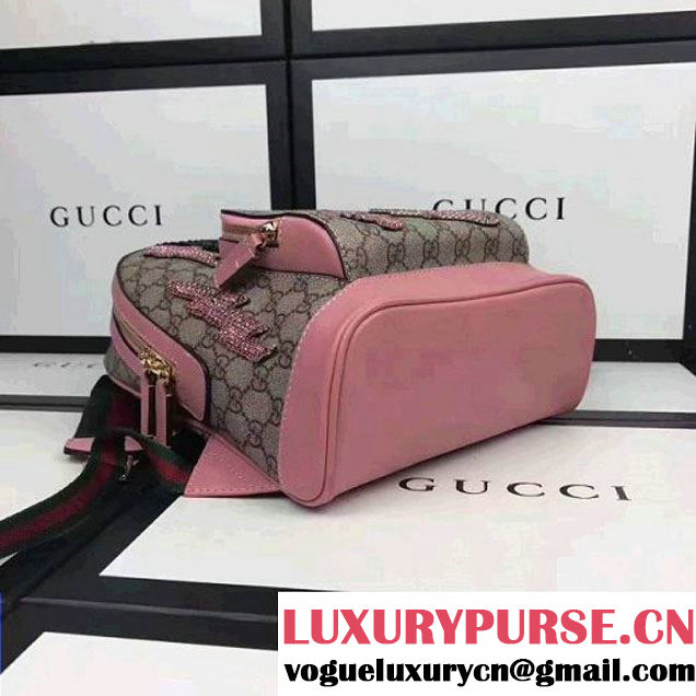 Gucci Exclusive GG Supreme Backpack With Lightling Embroidered Sequin Pink (XYS-7052416 )