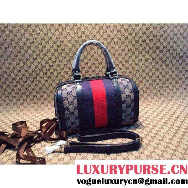 Gucci Small Vintage Web Orainal GG Canvas Boston Bag Blue (1b77-1433 )