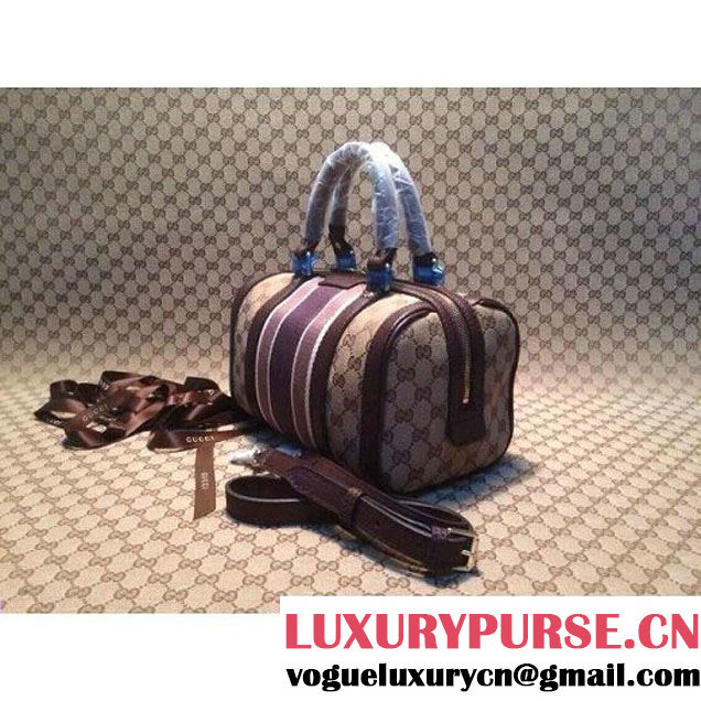 Gucci Small Vintage Web Orainal GG Canvas Boston Bag Brown (1b77-1434 )