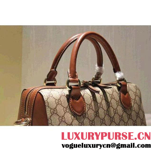 Gucci Small Blooms GG Supreme Top Handle Bag Brown Fall 2015 (SPM-092115 )