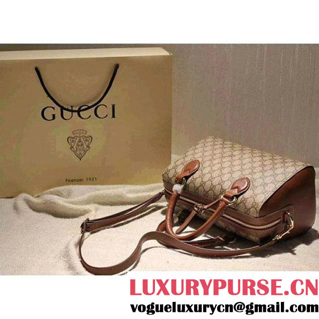 Gucci Small Blooms GG Supreme Top Handle Bag Brown Fall 2015 (SPM-092115 )