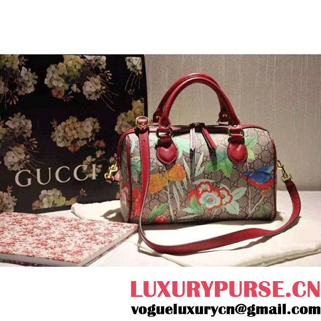 Gucci Small Tian GG Supreme Boston Bag Red 2016 (SPM-6032100 )