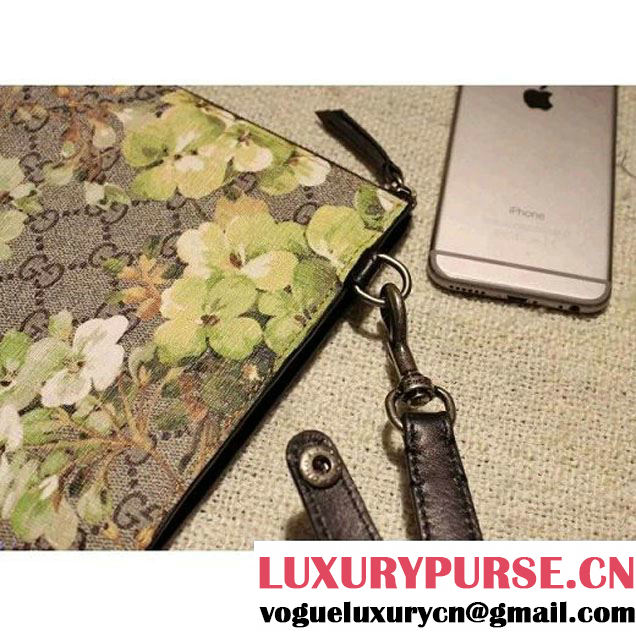 Gucci 411768 GG Green Blooms Pouch With Strap 2015 (SPM-102623 )
