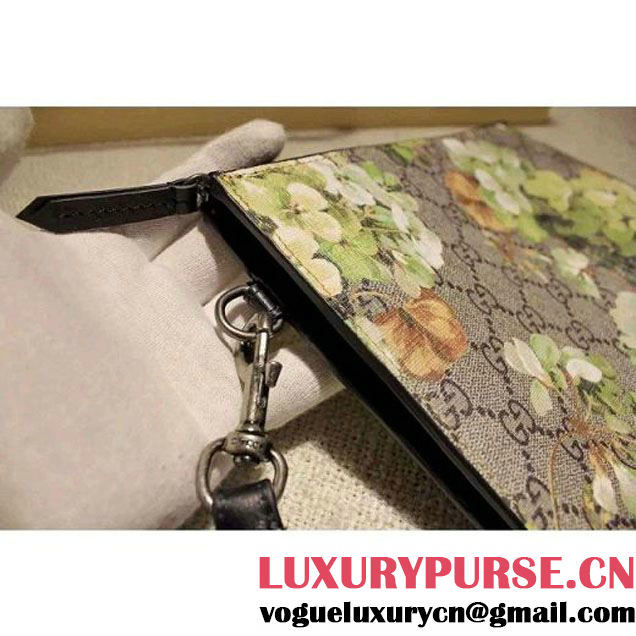 Gucci 411768 GG Green Blooms Pouch With Strap 2015 (SPM-102623 )
